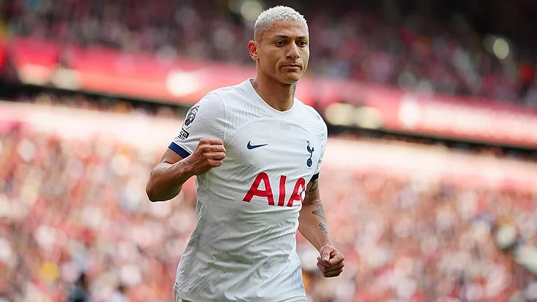 Tottenham's Richarlison celebrates a goal - | Photo: AP/Jon Super